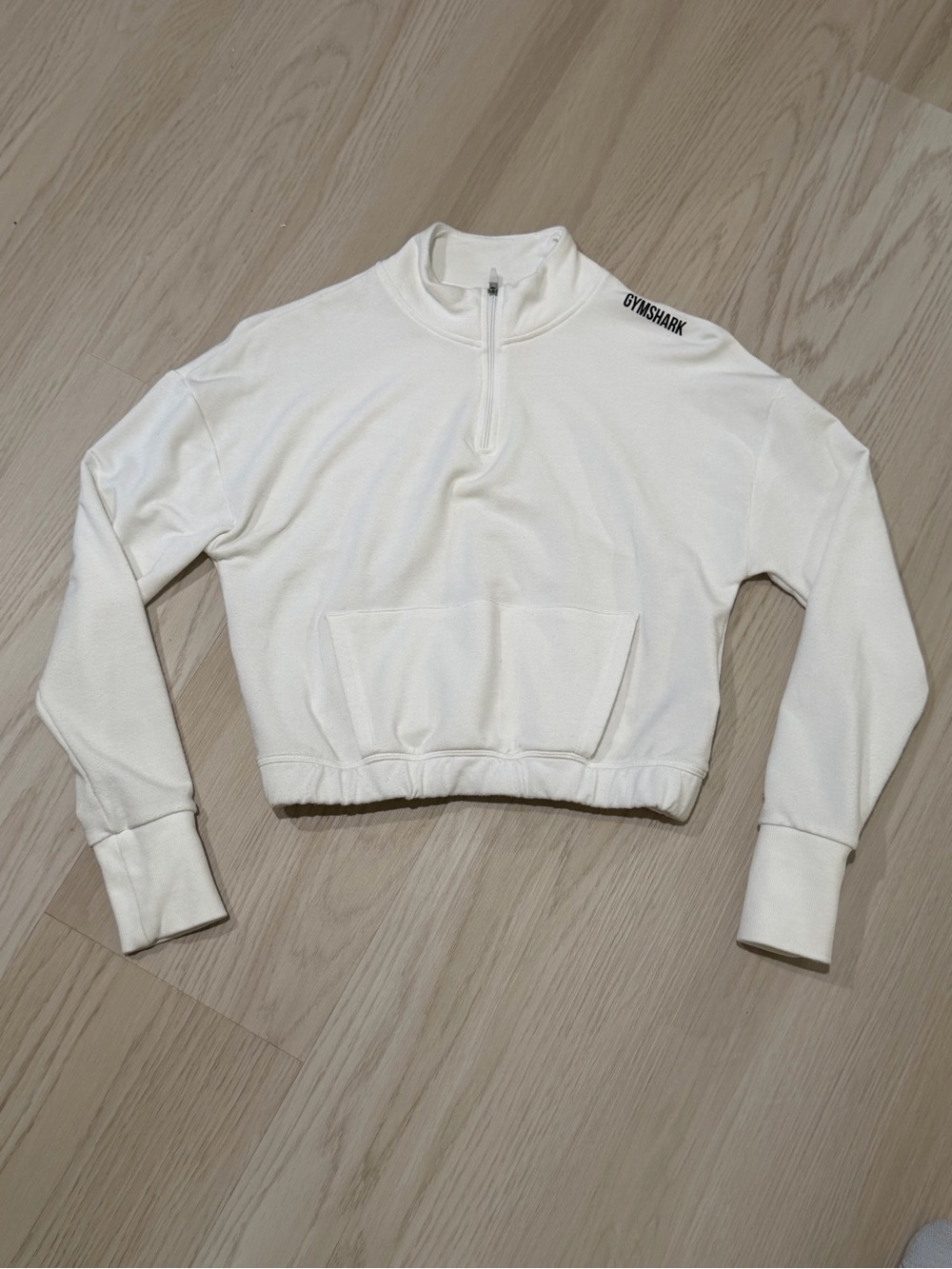 Gymshark Off-White Cropped Half-Zip Pullover - Picture 2 of 3